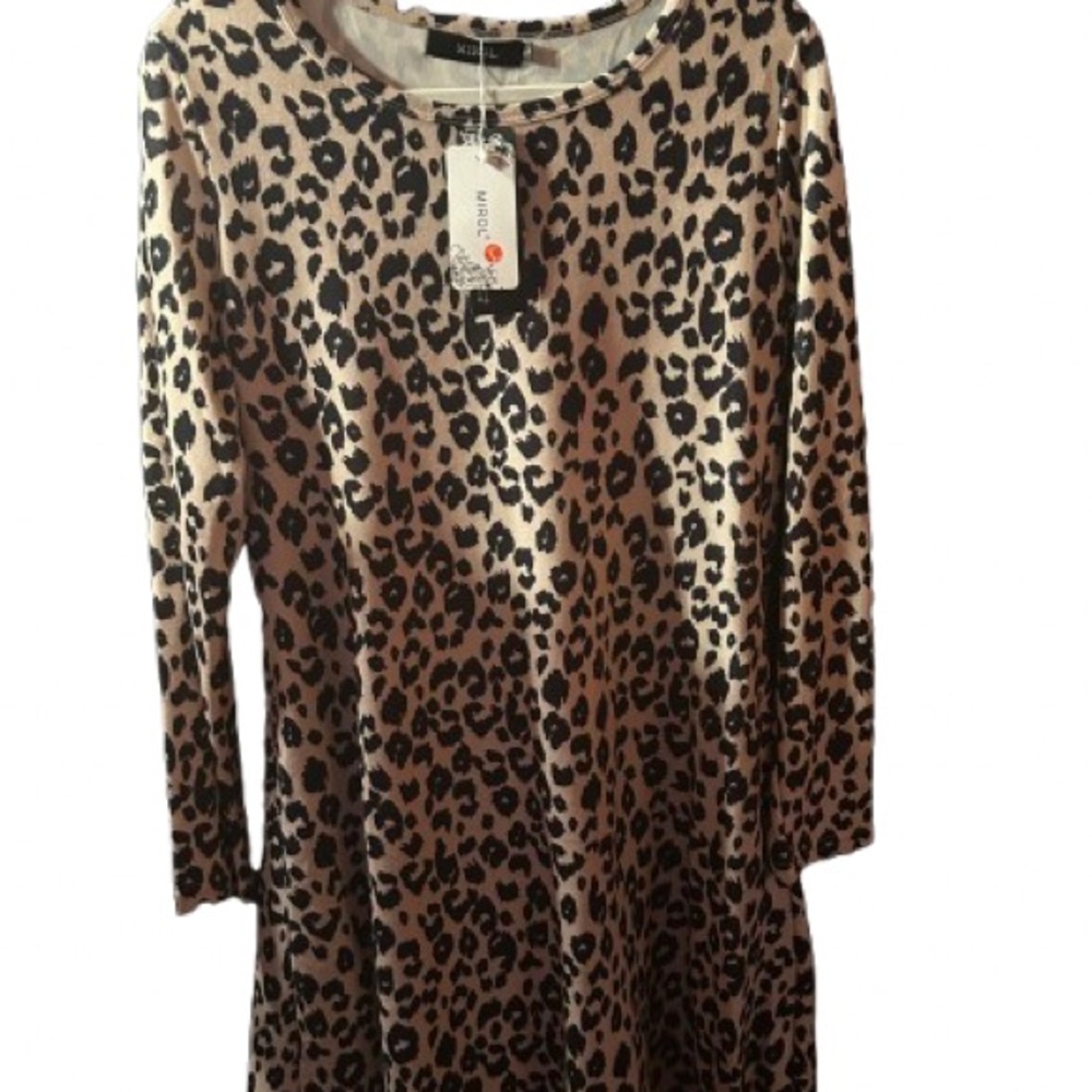 Leopard Print Long Sleeve Dress- new without tags - L